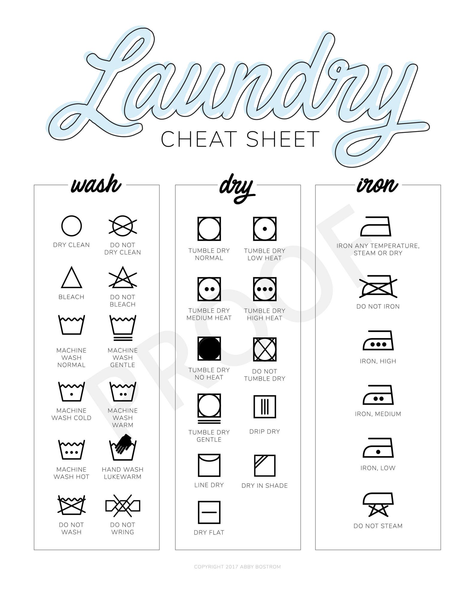 Digital Download Laundry Cheat Sheet Guide Print at Home Etsy Canada