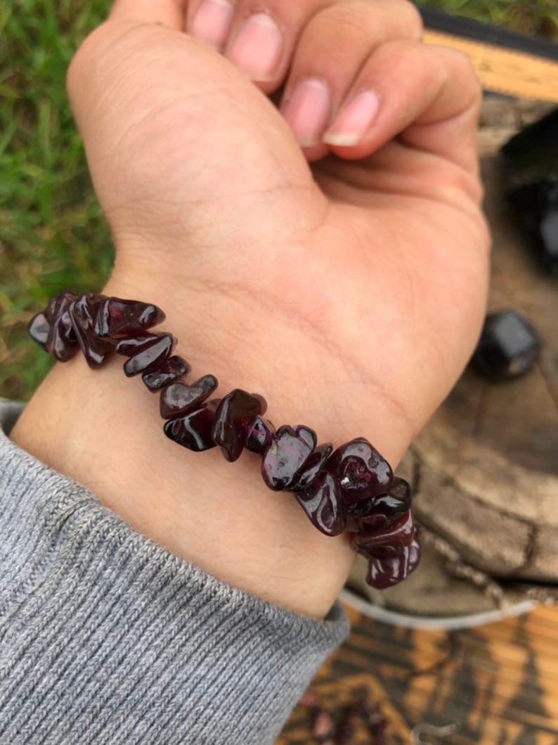 Chunky RedPurple Garnet Bracelet