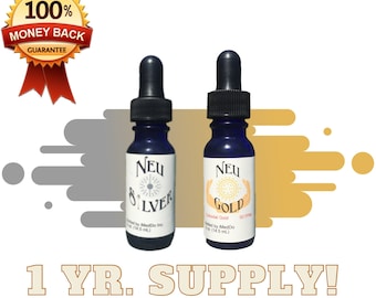 Colloidal Silver and Gold Set: 100 PPM and 50 PPM, 1/2 oz Health Supplements