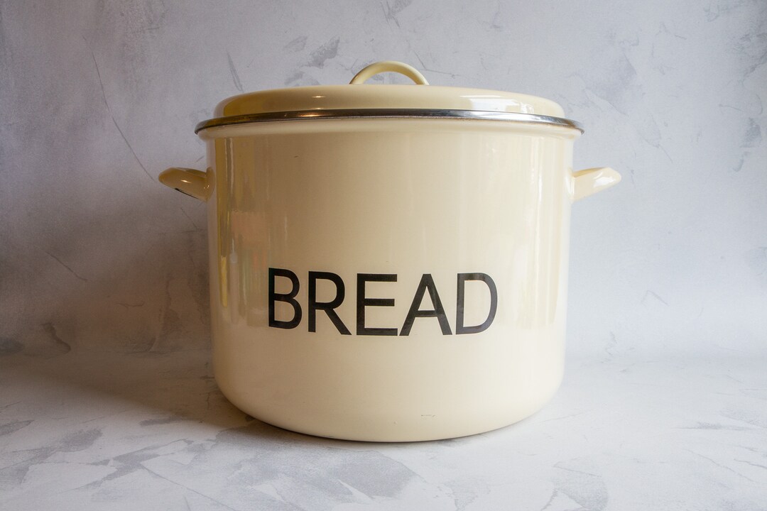 Vintage Large Cream Enamel Bread Bin Bread Crock Large Etsy UK
