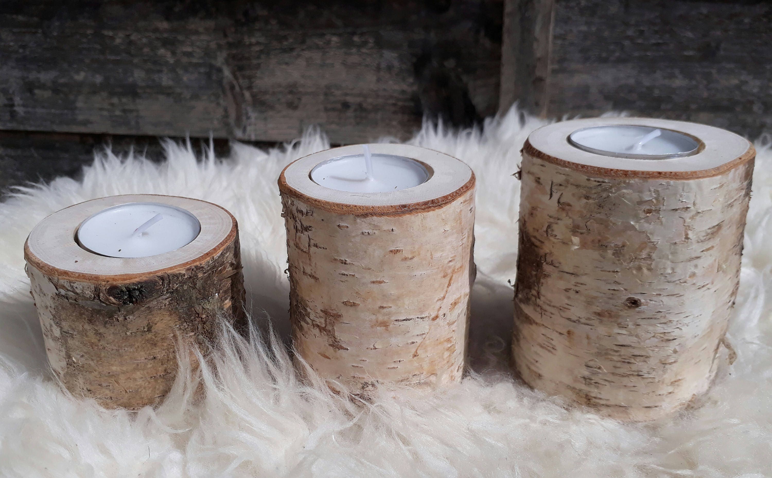 Set of 3 Silver Birch Candle Holders 5/7/9cm. Perfect Gift. Etsy UK
