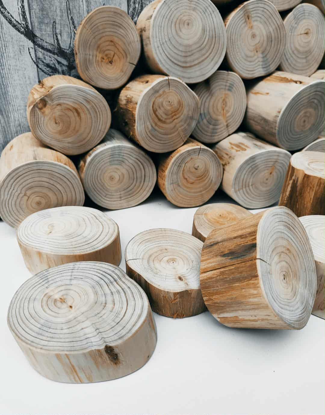 Rustic Log Slice Rustic Conifer Log Slice Set Natural Wood Discs for Crafts & Decor ...
