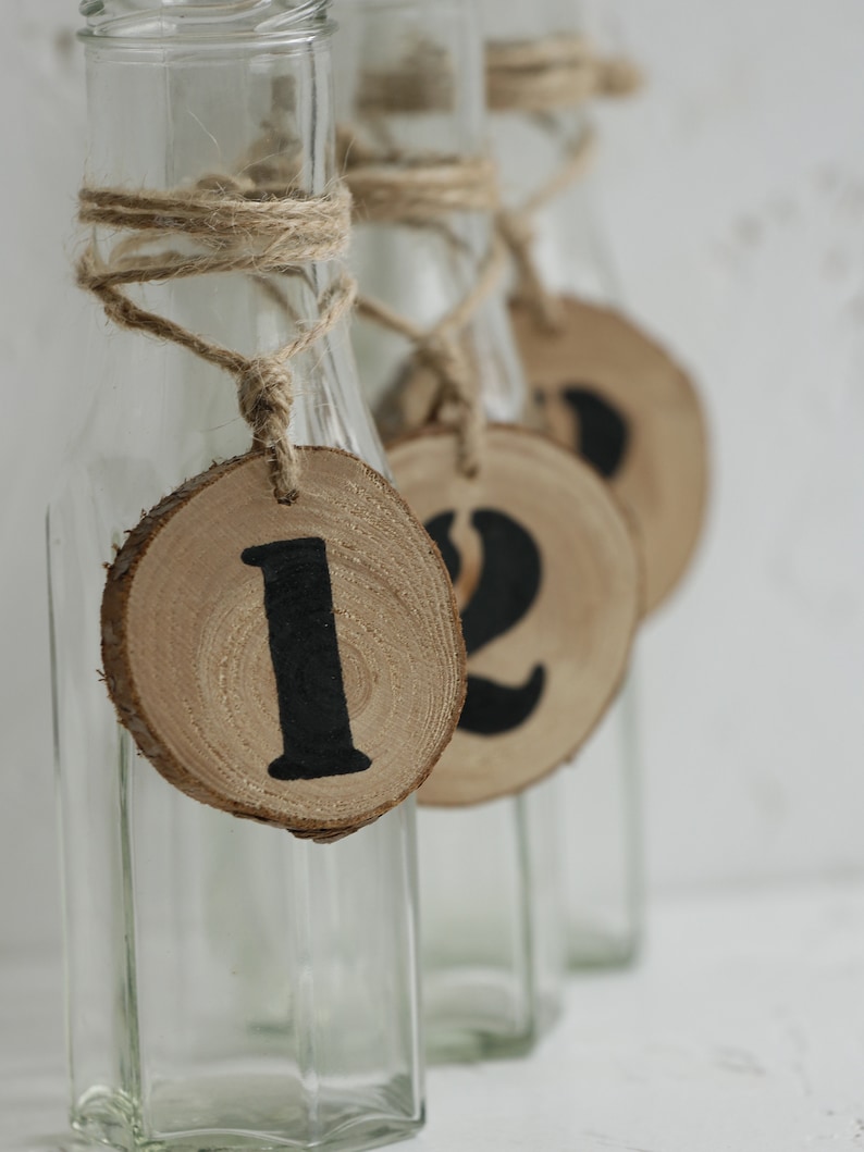 Lovely Rustic BOTTLE vase table numbers 2 in 1ANY NUMBER Etsy