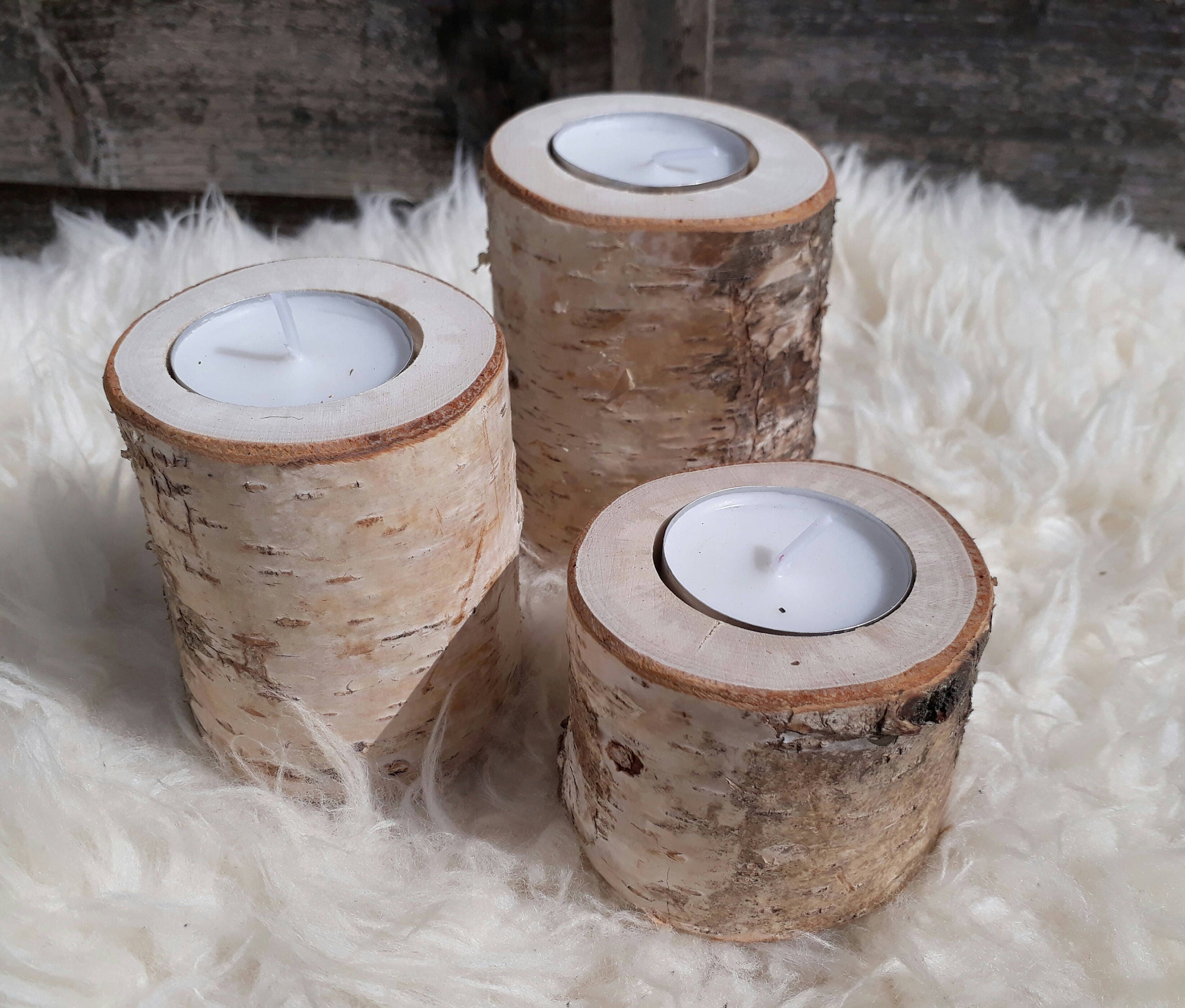 Set of 3 Silver Birch Candle Holders 5/7/9cm. Perfect Gift. Etsy UK