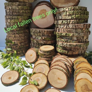 Wooden Slices Natural wood logs Discs 1-100 pcs 2-23cm Recycled Rustic Round Christmas Craft Decor fireplace decorations SUSTAINABLE Arts