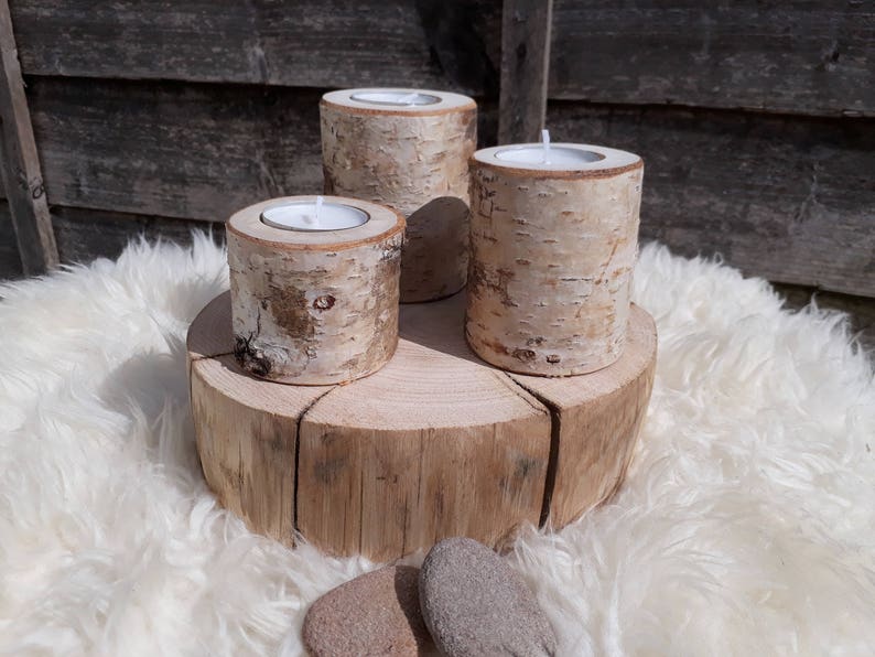 1pc/ set of 3 Silver Birch Candle holders. Perfect gift Etsy