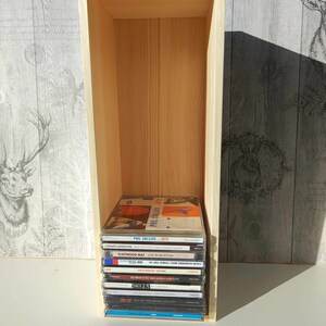 Pine Wood CD Storage Crate: Pyrography Arts & Crafts 40x15x14cm(For CDs)