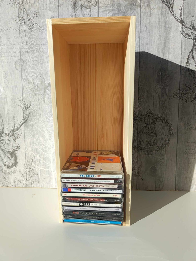 Pine Wood CD Storage Crate: Pyrography Arts & Crafts 40x15x14cm(For CDs)