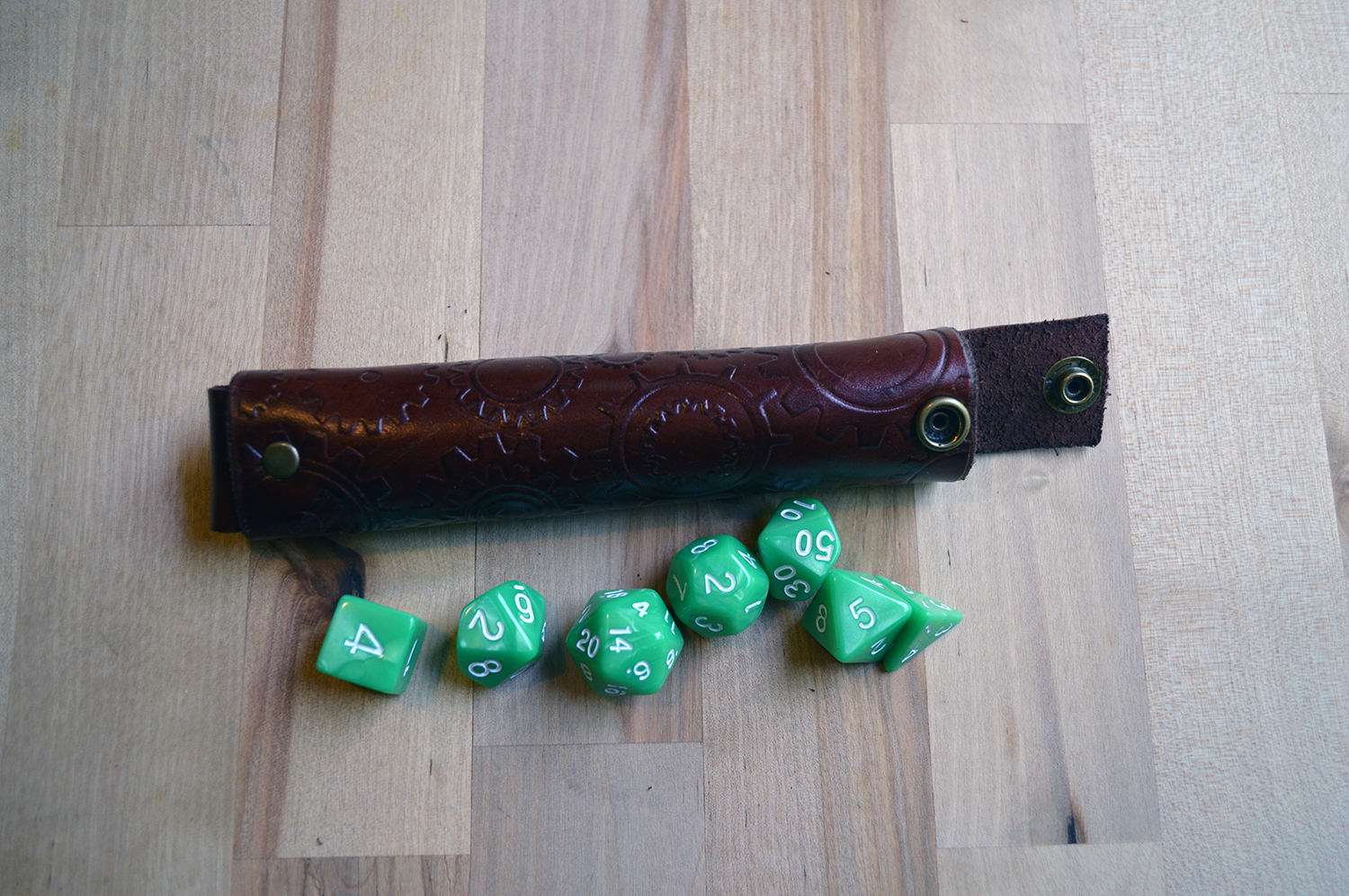 Steampunk Leather Dice Holder fits 7 Polyhedral Dice for Etsy