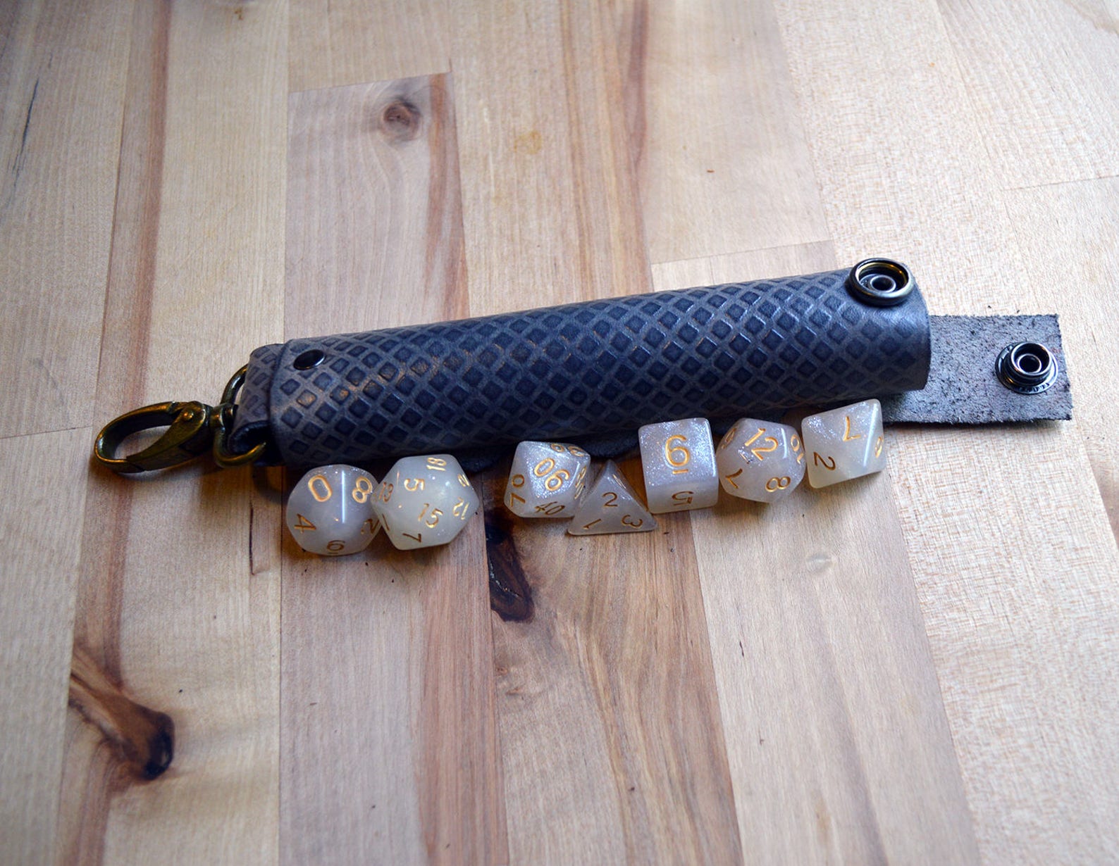 Diamond Pattern Leather Dice Holder Fits 7 Polyhedral Dice for Etsy