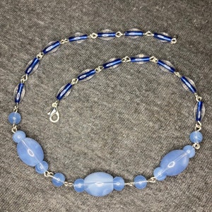 Blue beaded necklace plastic beads girl teen gift