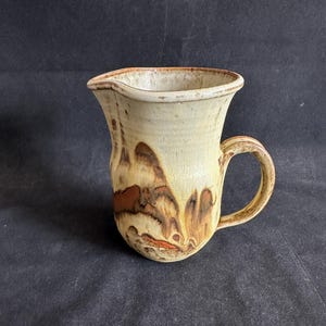 Handmade ceramic handled creamer; Vintage studio pottery small pitcher