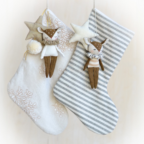 Christmas stocking sewing pattern ornament doll instant download soft toy Christmas decoration