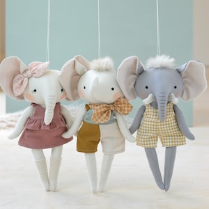 Elephant doll sewing pattern animal soft toy pdf diy tutorial image 3