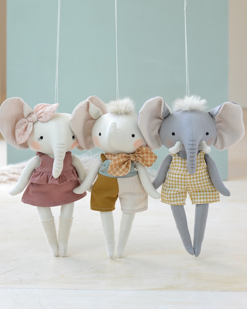 Elephant doll sewing pattern animal soft toy pdf diy tutorial image 3