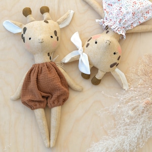 Giraffe doll sewing pattern animal soft toy tutorial easy rag doll handmade