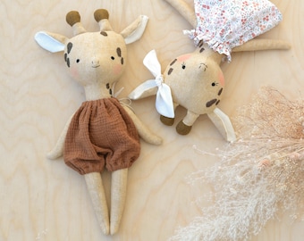 Giraffe doll sewing pattern animal soft toy tutorial easy rag doll handmade