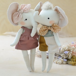 Elephant doll sewing pattern animal soft toy pdf diy tutorial image 1