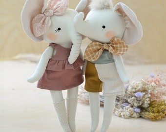 Elephant doll sewing pattern animal soft toy pdf diy tutorial