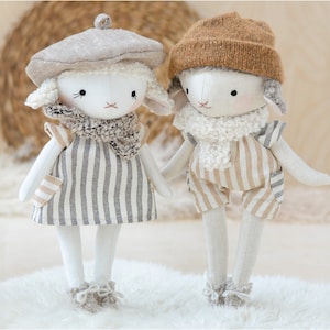 Peluche di pecora di peluche, modello da cucire, agnello, peluche, download immediato in formato PDF