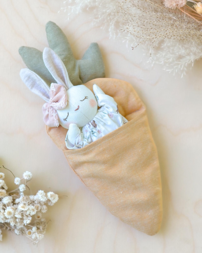 Bunny in Carrot Bed Sewing Pattern Mini Doll for Easter Basket Easy ...