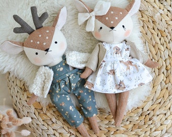 Deer doll sewing pattern animal soft toy pdf fawn diy tutorial