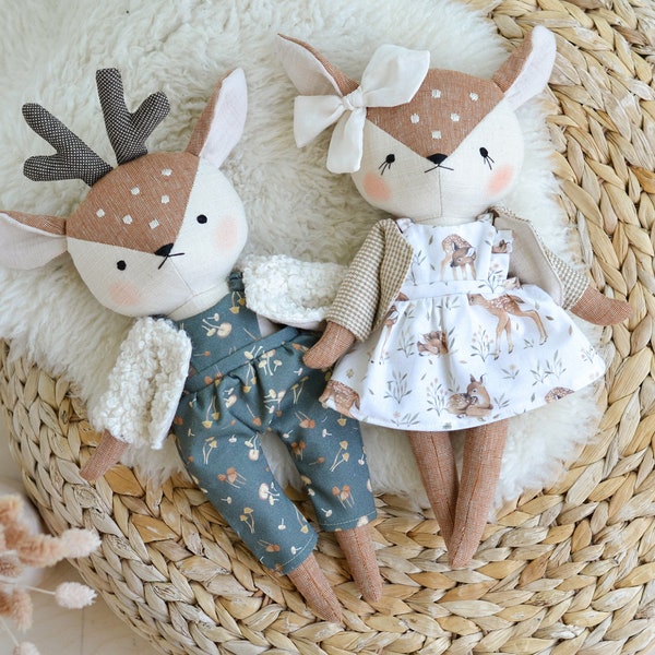 Deer doll sewing pattern animal soft toy pdf fawn diy tutorial