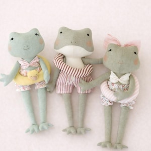 Frog doll sewing pattern animal soft toy tutorial easy rag doll handmade