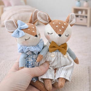 Mini deer doll sewing pattern Christmas decoration soft toy instant download pdf reindeer mini plush
