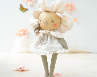 Stuffed flower doll sewing pattern soft toy instant download pdf cuddly rag doll