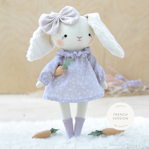 PDF sewing pattern for rabbit plush doll - DIY doll clothes tutorial
