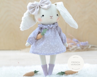 PDF sewing pattern for rabbit plush doll - DIY doll clothes tutorial