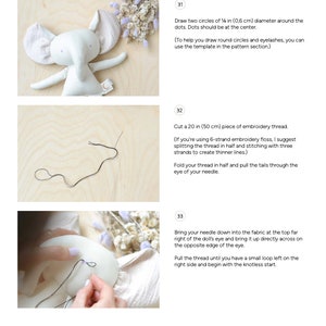 Elephant doll sewing pattern animal soft toy pdf diy tutorial image 2