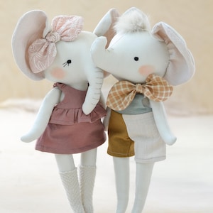 Mönster för elefantsömnad i PDF-format, mönster för mjukisdjur, mönster för uppstoppade elefanter, mönster för dockor, mönster för nybörjare, mönster för safaridjur