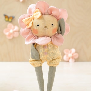 Stuffed flower doll sewing pattern soft toy instant download pdf cuddly rag doll