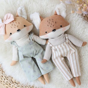 Fox doll sewing pattern animal soft toy pdf diy tutorial