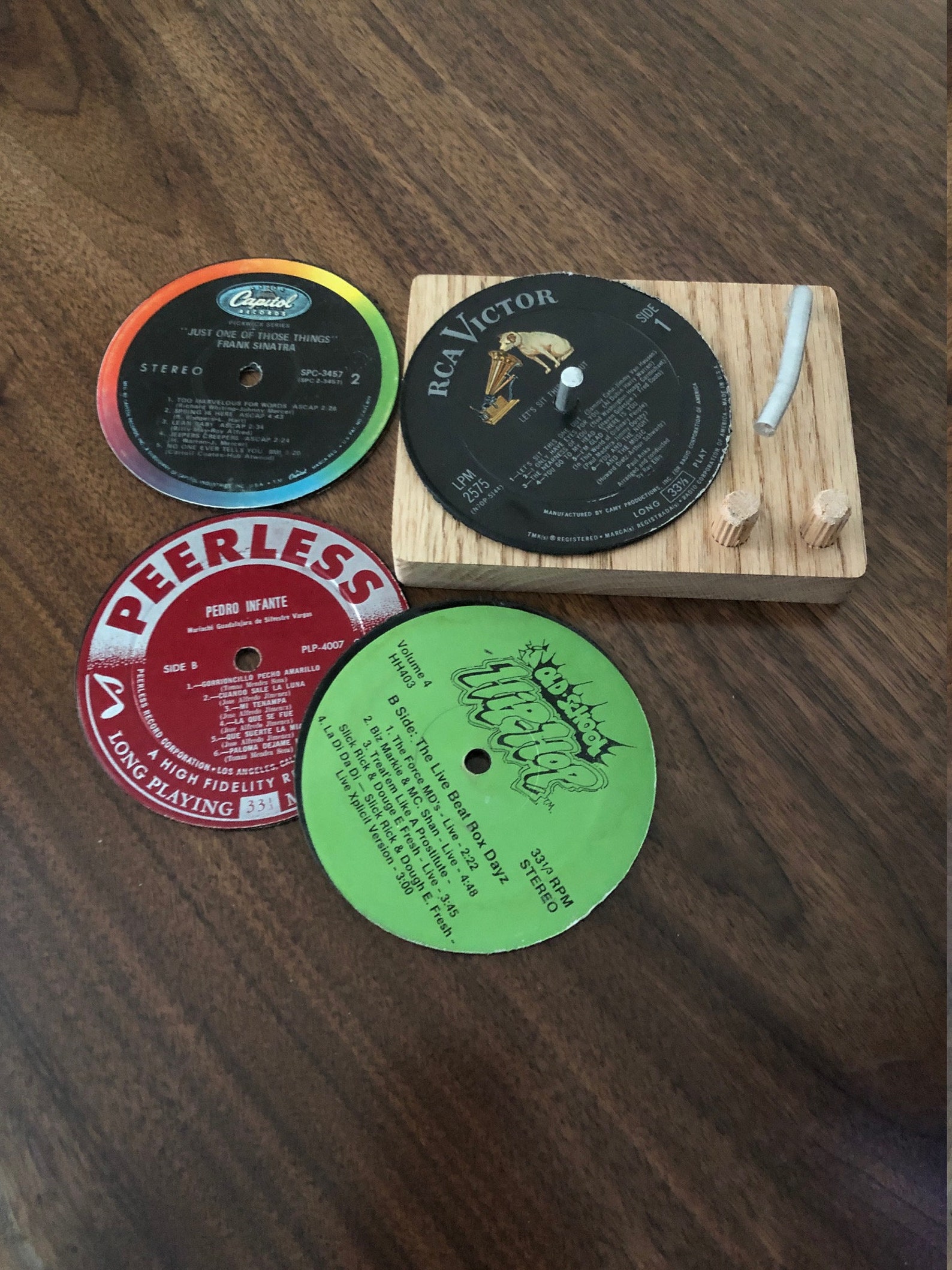 Vinyl Record Coasters & Holder Includes 4 Records Free Etsy