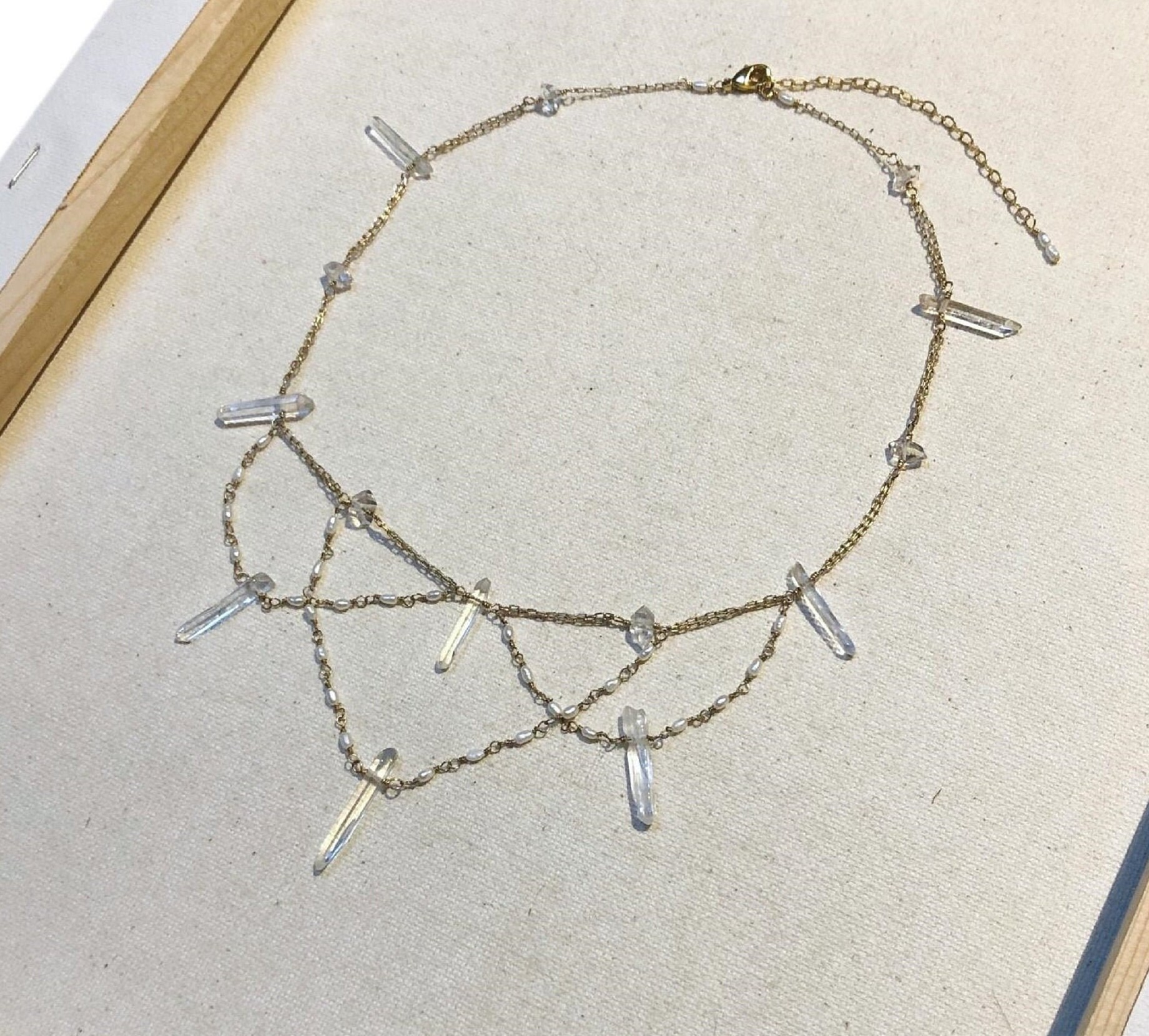 Gold Filled Necklace W/ Herkimer Diamonds Boho Pearl Choker - Etsy