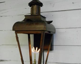 Bird of Paradise Lantern Rustic Outdoor Light Antique Copper Vintage Modern Gas or Electric Individually Handcrafted for Excellence