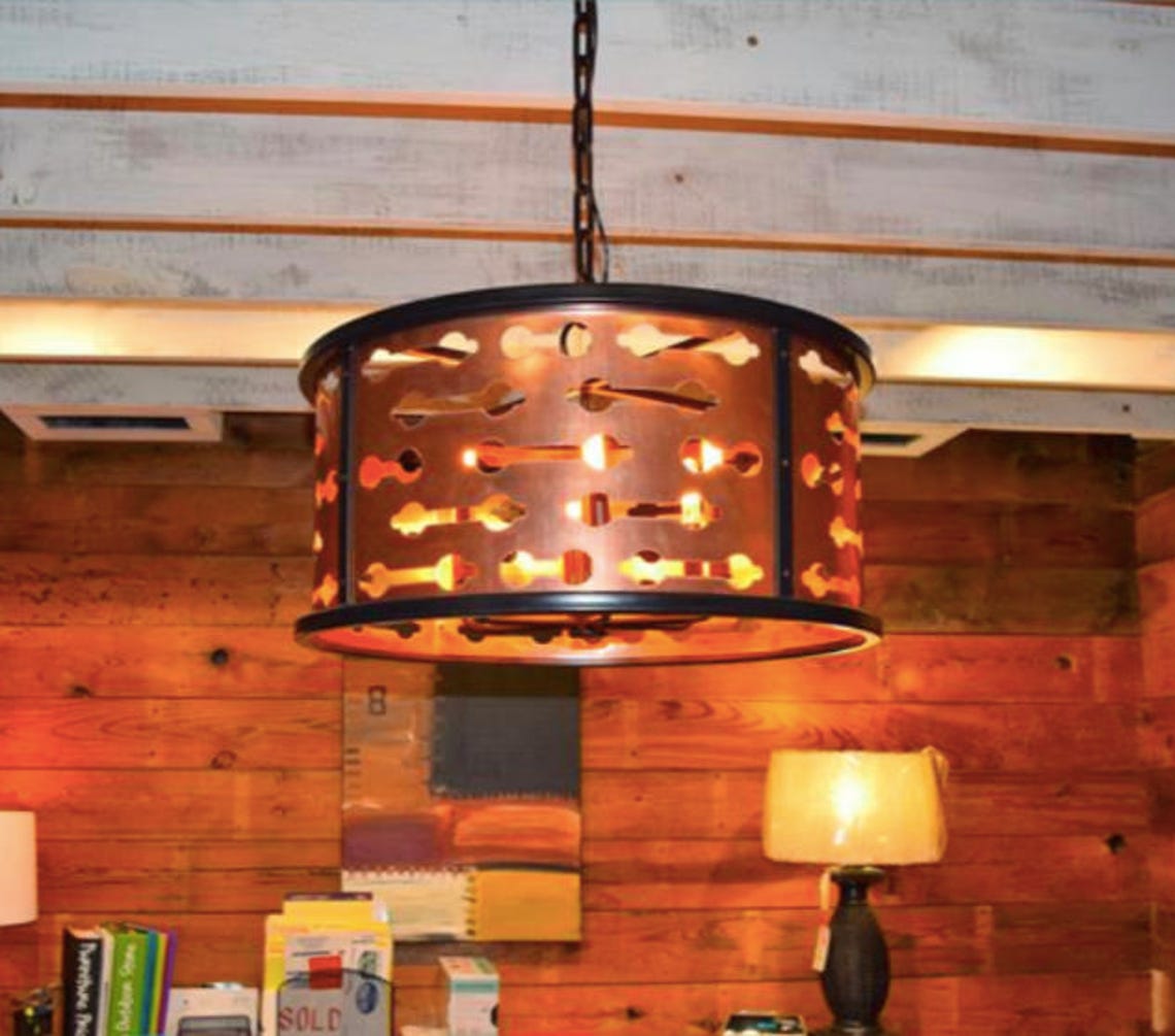 Copper Drum Chandelier Copper Lighting Copper Light Fixtures Etsy