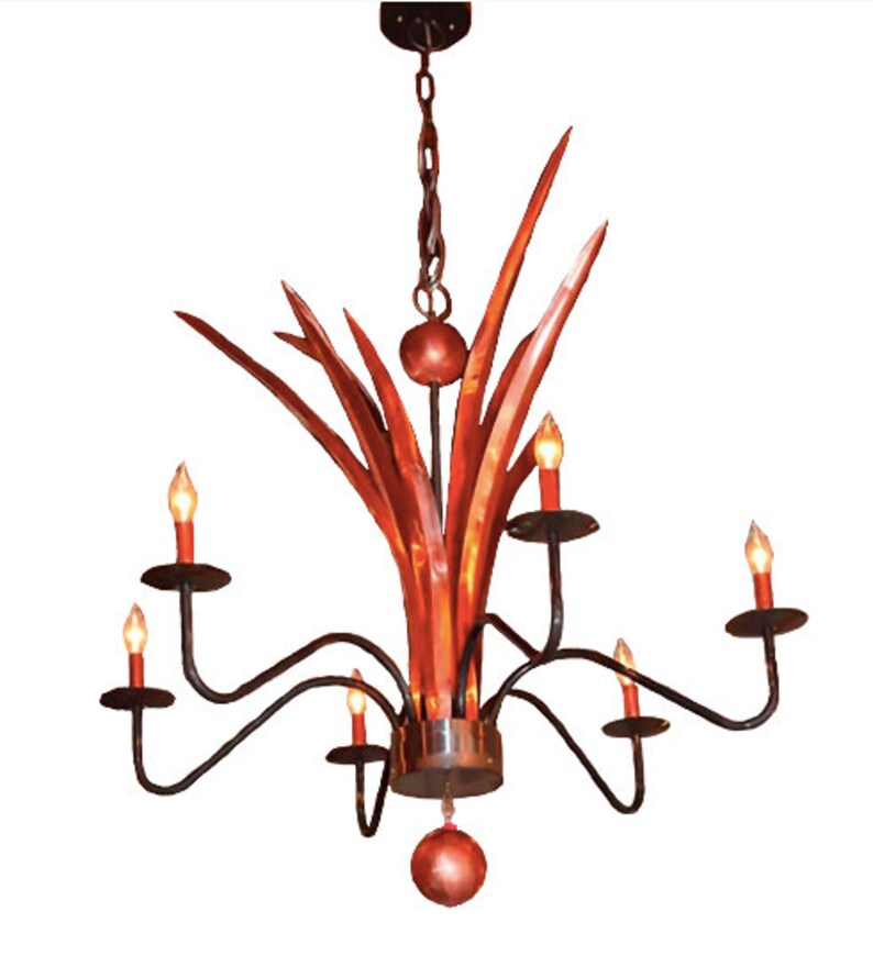 Copper Chandelier Pendant Kitchen Island Light Fixture Rustic Etsy