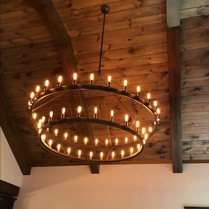 Sullivan 2 Tier Steel Chandelier Kitchen Island Pendant Ceiling Light Fixture Rustic Antique Old World Craftsmanship Handmade in USA