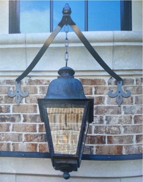 Quebec Lantern Pendant Rustic Outdoor Gas or Electric Copper