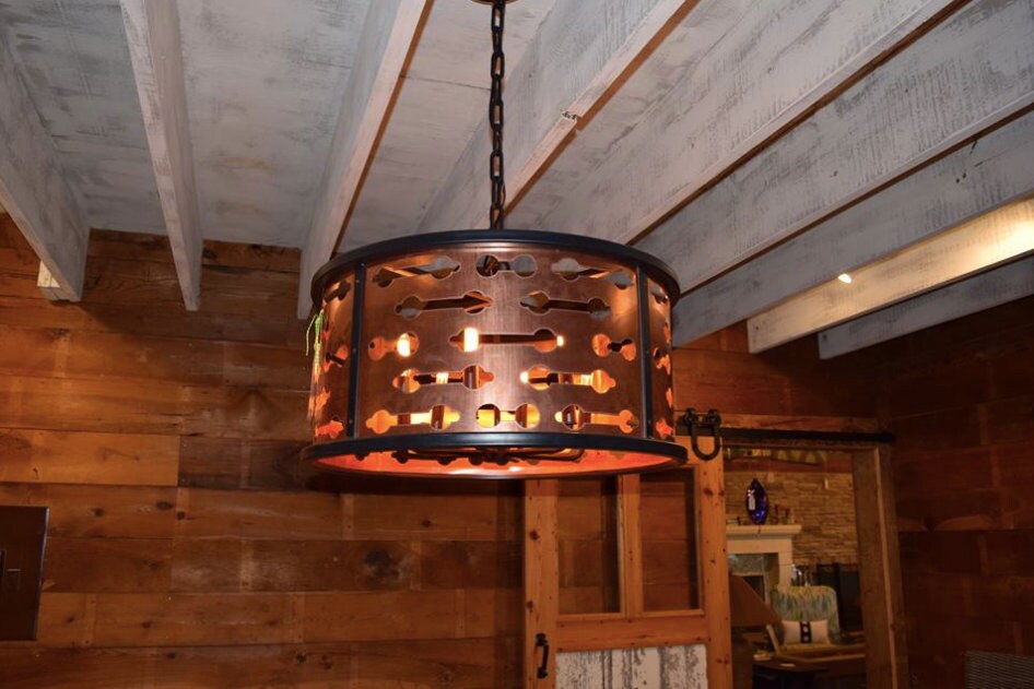 Copper Drum Chandelier Copper Lighting Copper Light ...