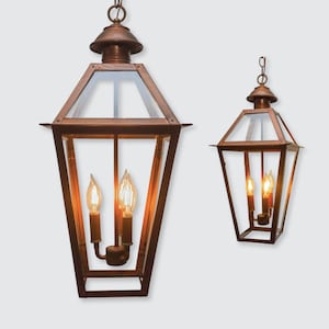 Mountain Brook Copper Gas Outdoor Lantern Kitchen Island Electric Light Fixture Antique French Rustic Pendant Chandelier Handmade in USA