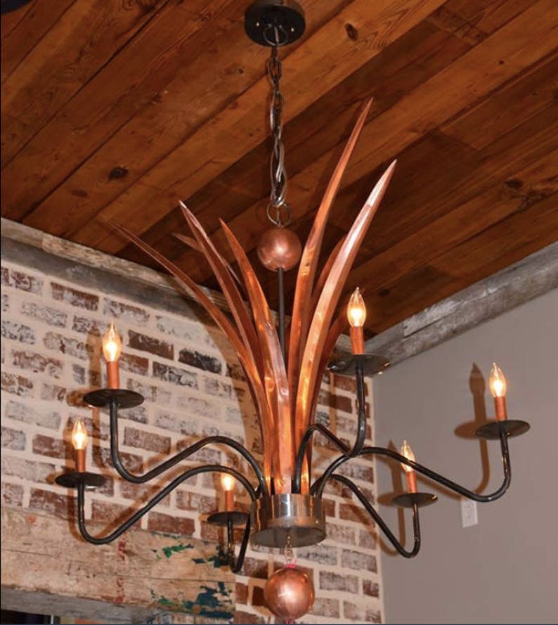 Copper Chandelier Pendant Light Fixture Rustic Antique Vintage Ceiling Kitchen Dining Room Interior Cancun