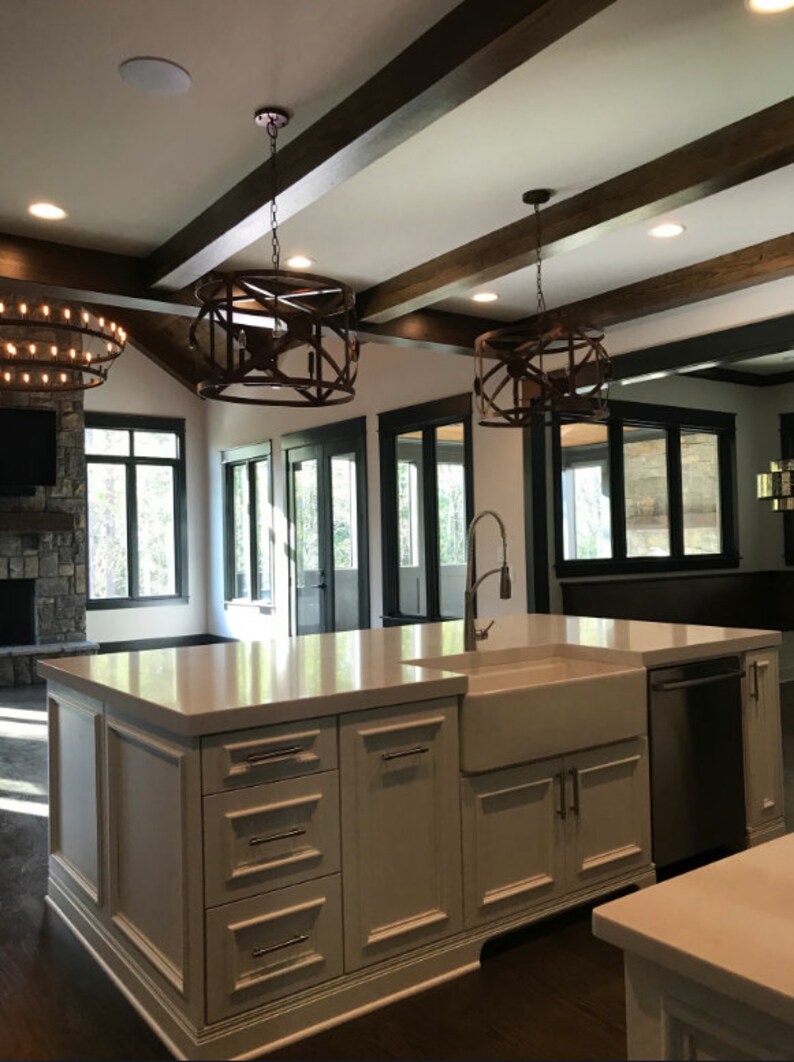 Copper Drum Chandelier Kitchen Island Pendant Light Fixture Etsy