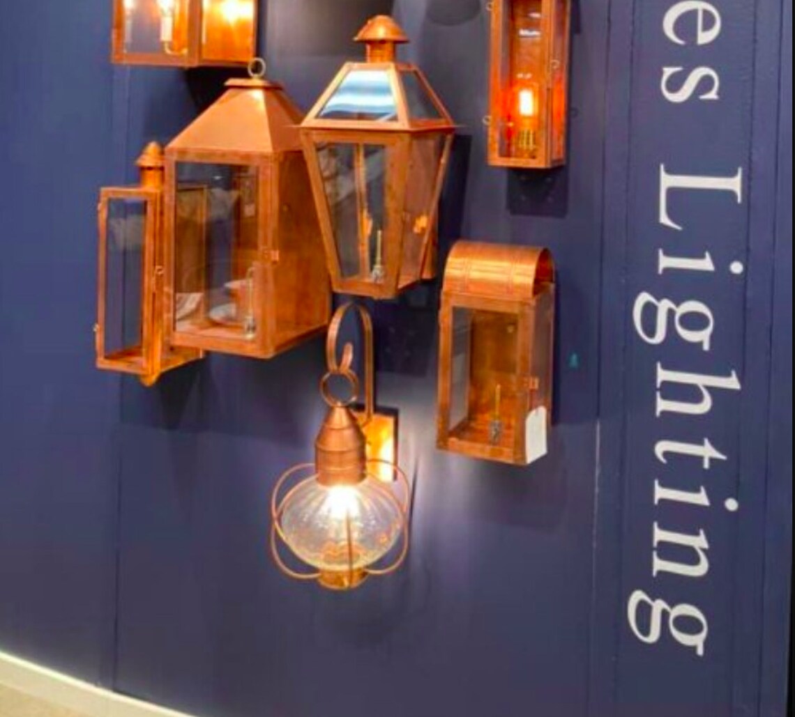 Copper Lantern Pendant Light Fixture Rustic Outdoor Lantern Etsy