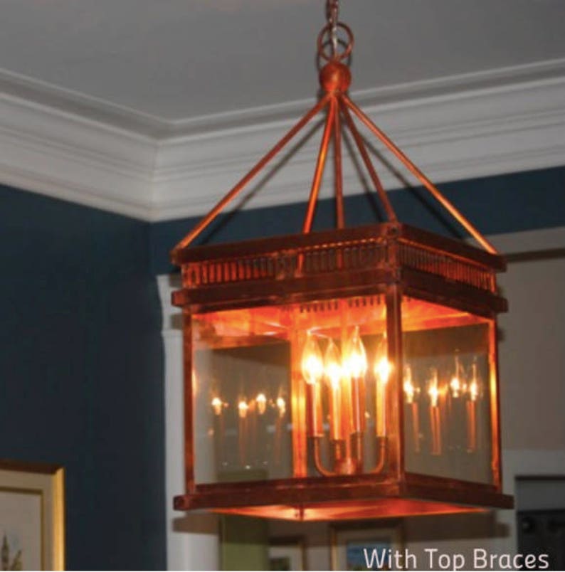 Copper Chandelier Kitchen Island Pendant Light Fixture Rustic Etsy