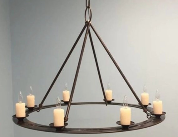Steel Chandelier Pendant Light Medieval Gothic Rustic Copper Etsy